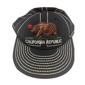 Pit Bull California Republic Hat Navy with White Stitching Flatfitted Medium 51